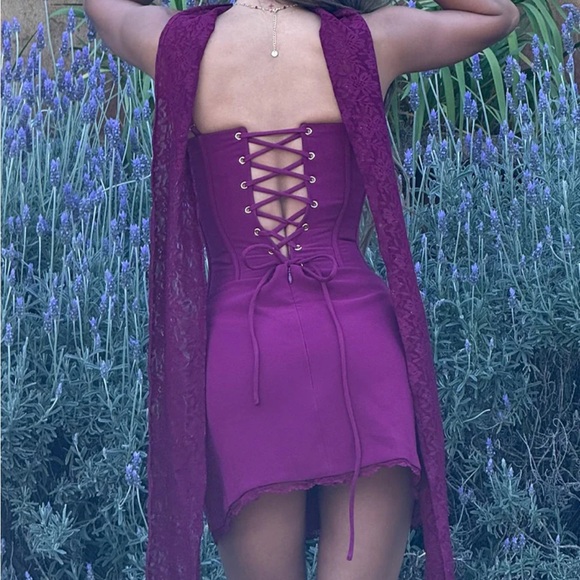 (Sold out) Runaway The Label Starla Bustier Scarf Mini Dress Plum Size Small NWT - Picture 6 of 6